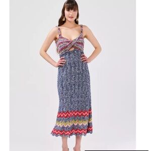 Hayley Menzies Boucle’ Twisted Bandeau Sundress Small Multi